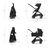 RBLU Bugaboo Dragonfly bassinet and seat stroller black base, midnight black fabrics, midnight black  sun canopy - Thumbnail Slide 6 of 13