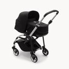 Bugaboo Bee 6 bassinet and seat stroller black sun canopy, black fabrics, aluminium base
