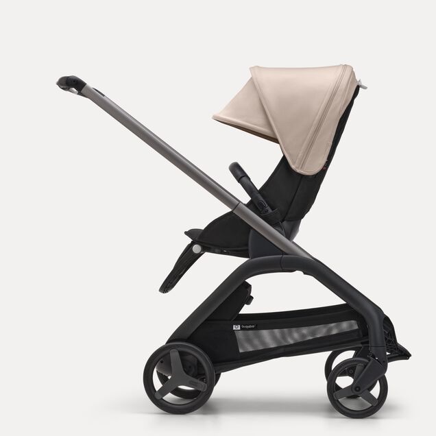 Bugaboo Dragonfly seat stroller graphite base, midnight black fabrics, desert taupe sun canopy - Main Image Slide 2 of 16