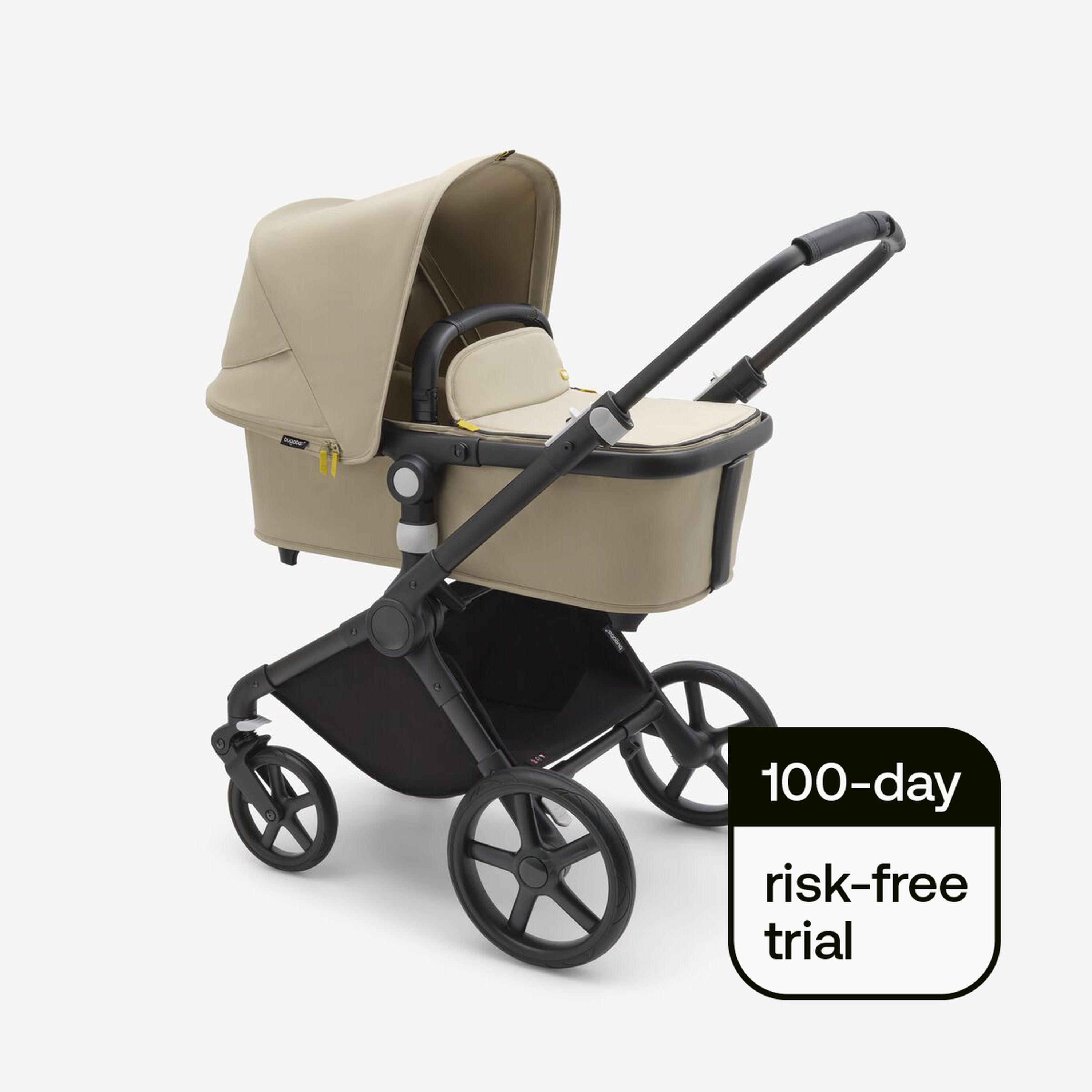 Bugaboo Fox Cub 2-in-1 stroller black base, desert beige fabrics, desert beige sun canopy - Main Modal Image Slide 2 of 13
