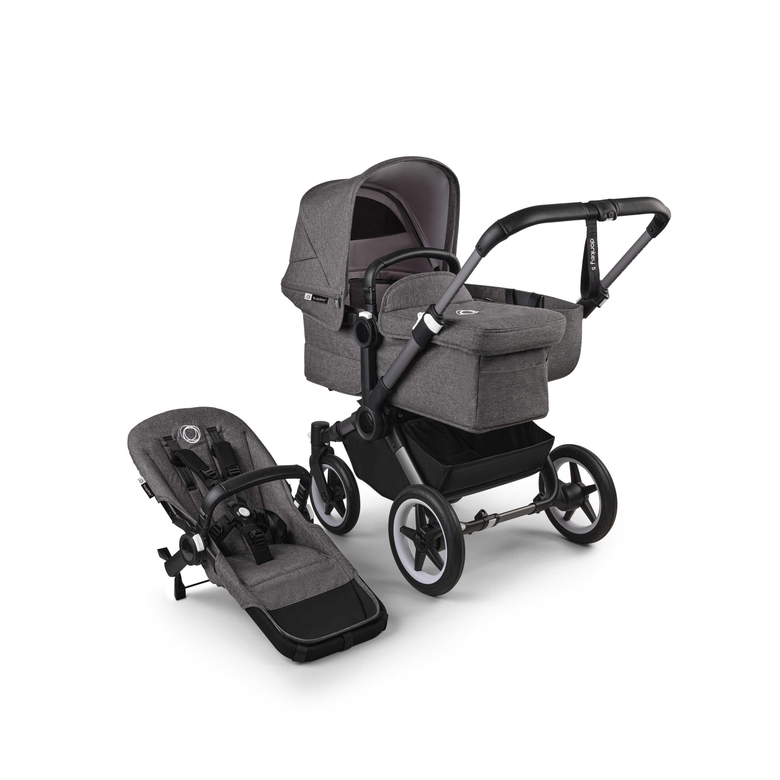 Refurbished Bugaboo Donkey 5 Mono complete UK GRAPHITE/GREY MÉLANGE-GREY MÉLANGE - Thumbnail Slide 1 of 9