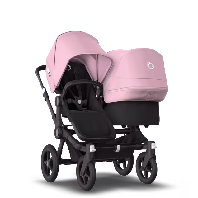 Bugaboo Donkey 3 Duo seat and bassinet stroller soft pink sun canopy, black fabrics, black base - Main Image Slide 1 of 5