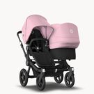 Bugaboo Donkey 3 Duo seat and bassinet stroller soft pink sun canopy, black fabrics, black base