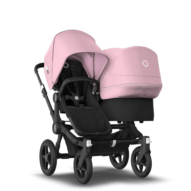 Bugaboo Donkey 3 Duo seat and bassinet stroller soft pink sun canopy, black fabrics, black base - Main Image Slide 1 of 5