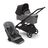 Refurbished Bugaboo Dragonfly bassinet and seat stroller black base, grey melange fabrics, midnight black sun canopy - Thumbnail Slide 1 van 2