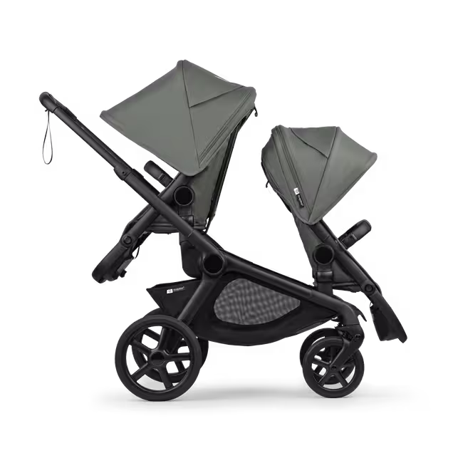 Bugaboo Kangaroo seat-only tandem black base, forest green fabrics, forest green sun canopy - Main Image Slide 3 of 12