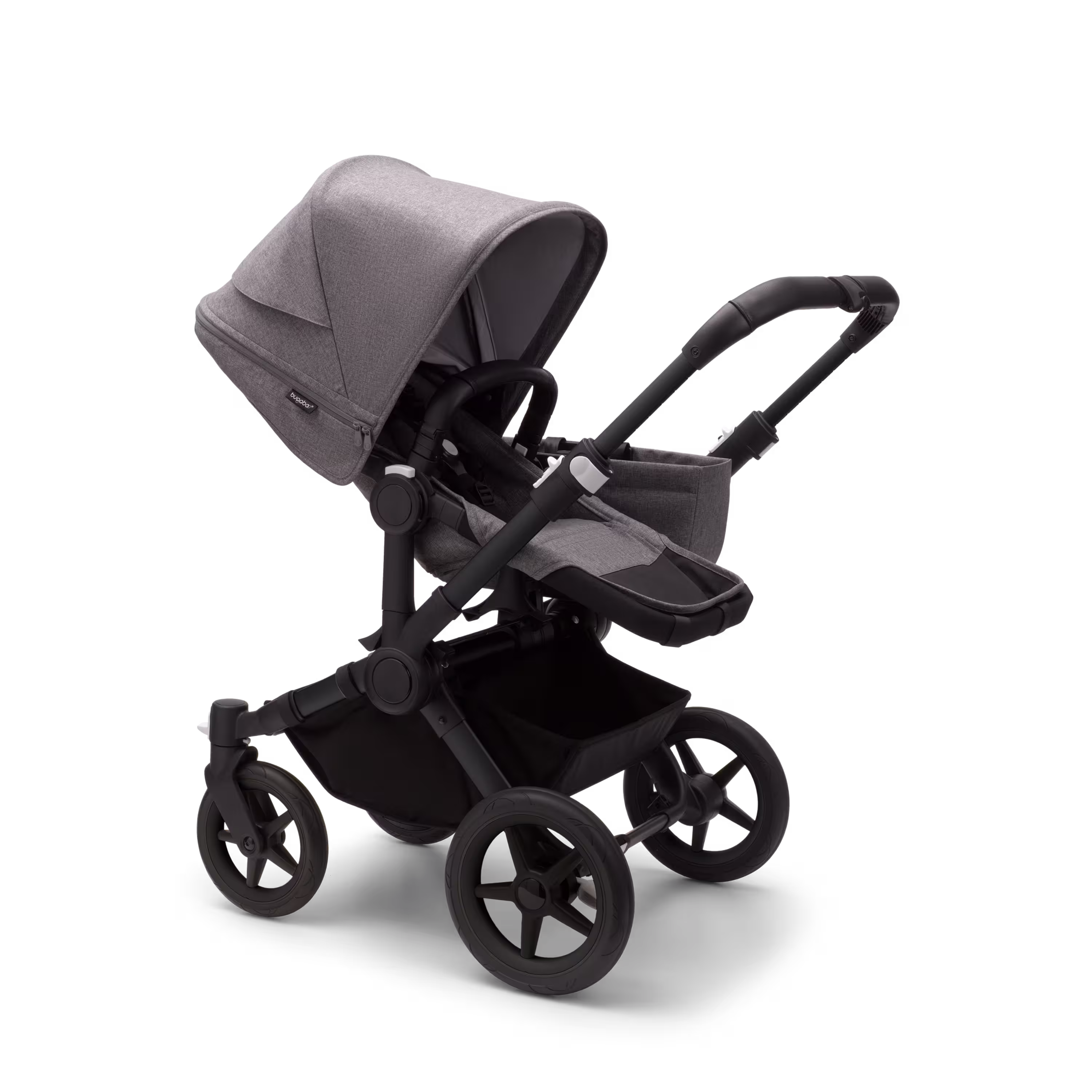 PP Bugaboo Donkey 5 Mono bassinet and seat stroller black base, grey mélange fabrics, grey mélange sun canopy - Main Modal Image Slide 3 of 3
