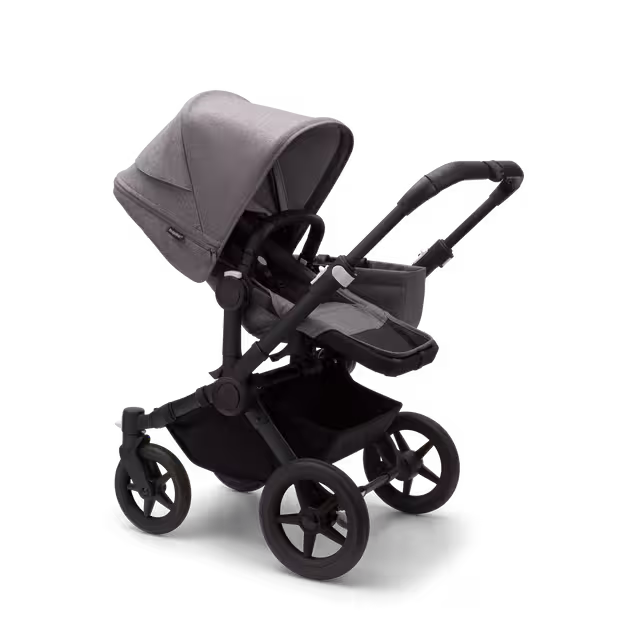 PP Bugaboo Donkey 5 Mono bassinet and seat stroller black base, grey mélange fabrics, grey mélange sun canopy - Main Image Slide 3 of 3