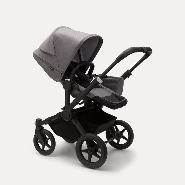 PP Bugaboo Donkey 5 Mono bassinet and seat stroller black base, grey mélange fabrics, grey mélange sun canopy - Main Image Slide 3 of 3