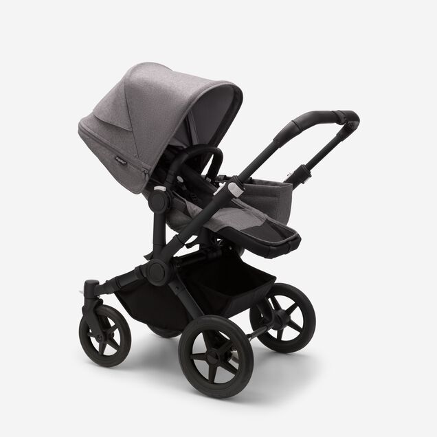 PP Bugaboo Donkey 5 Mono bassinet and seat stroller black base, grey mélange fabrics, grey mélange sun canopy - Main Image Slide 3 of 3