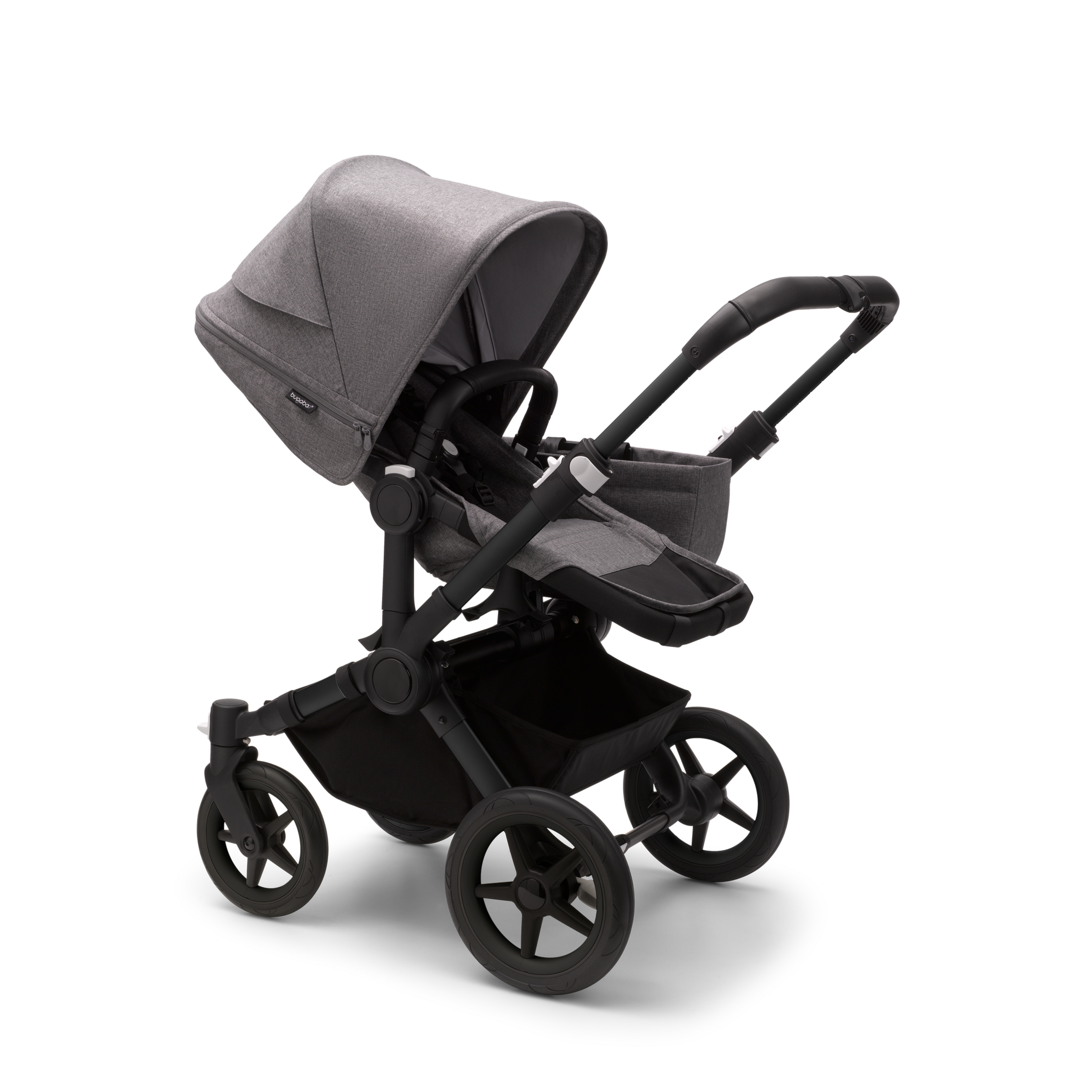 PP Bugaboo Donkey 5 Mono bassinet and seat stroller black base, grey mélange fabrics, grey mélange sun canopy - Thumbnail Slide 3 of 3