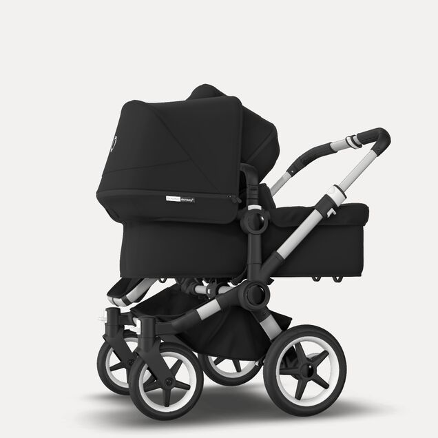 Bugaboo Donkey 3 Duo seat and bassinet stroller black sun canopy, black fabrics, aluminium base - Main Image Slide 2 van 5