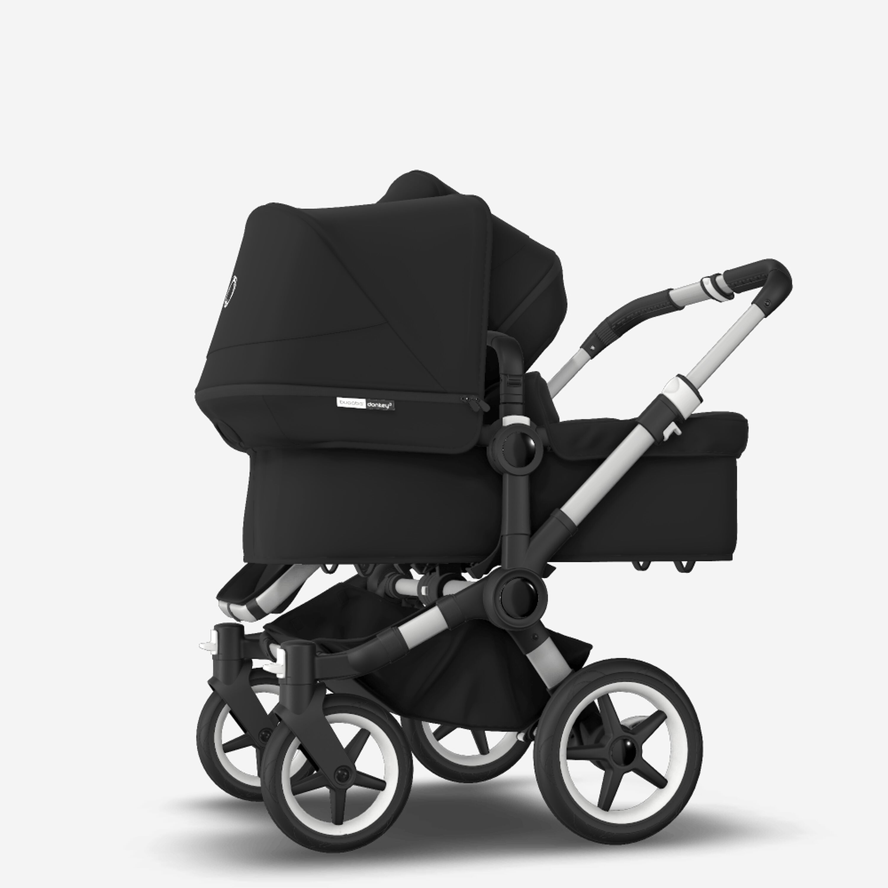 Bugaboo Donkey 3 Duo seat and bassinet stroller black sun canopy, black fabrics, aluminium base - Main Modal Image Slide 2 of 5