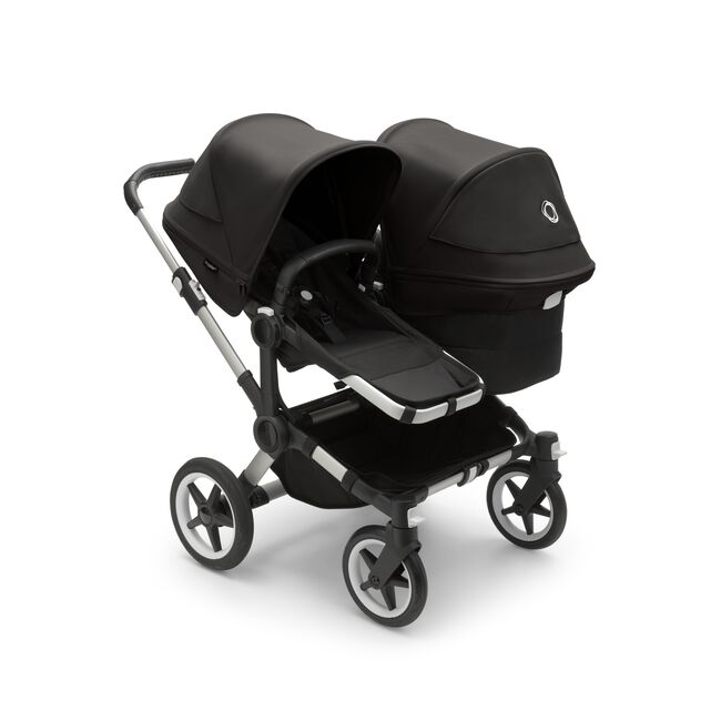 Bugaboo Donkey 5 Duo seat and bassinet stroller with aluminium chassis, midnight black fabrics and midnight black sun canopy. - Main Image Slide 1 of 10