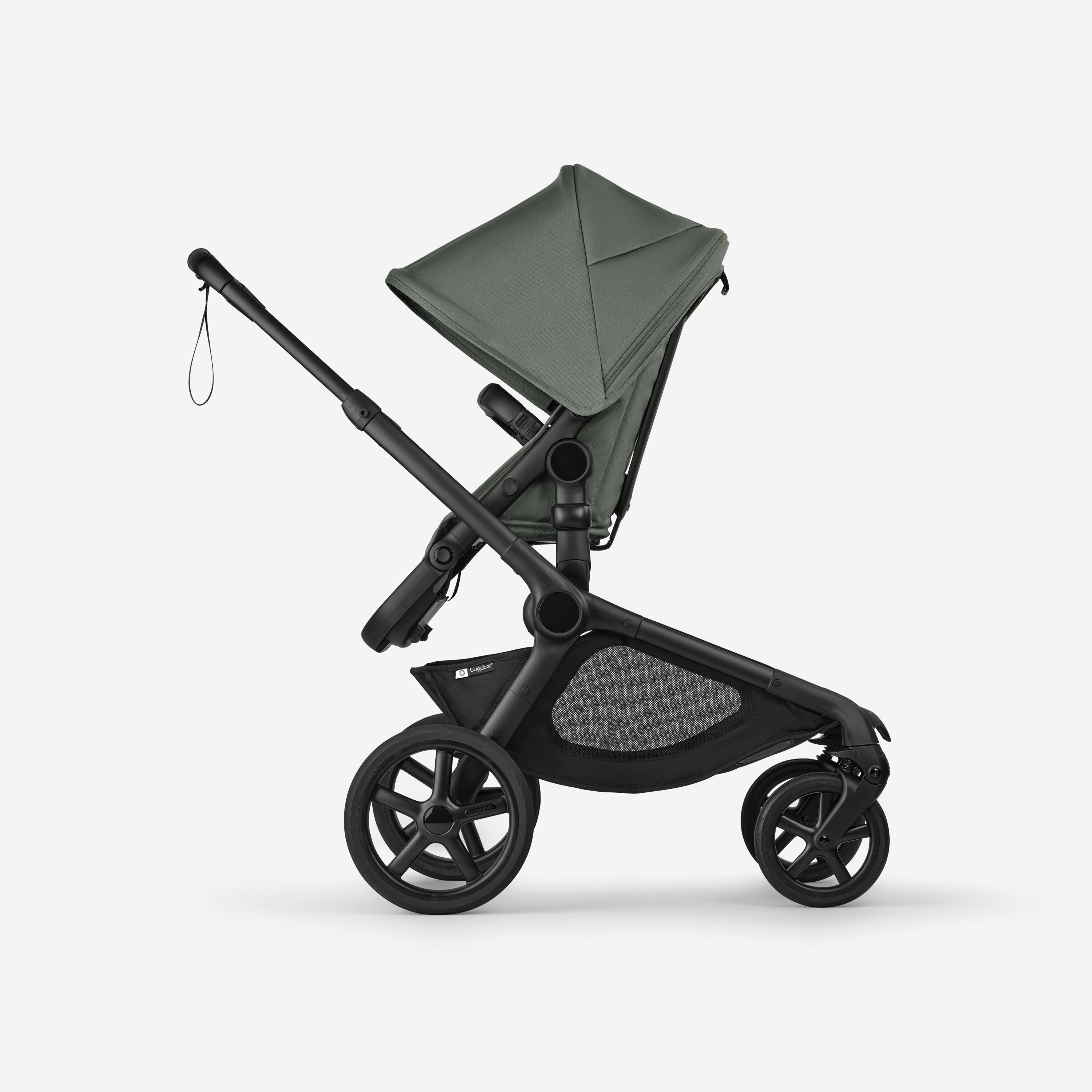 Bugaboo Kangaroo 2-in-1 stroller black base, forest green fabrics, forest green sun canopy - Main Modal Image Slide 4 of 18