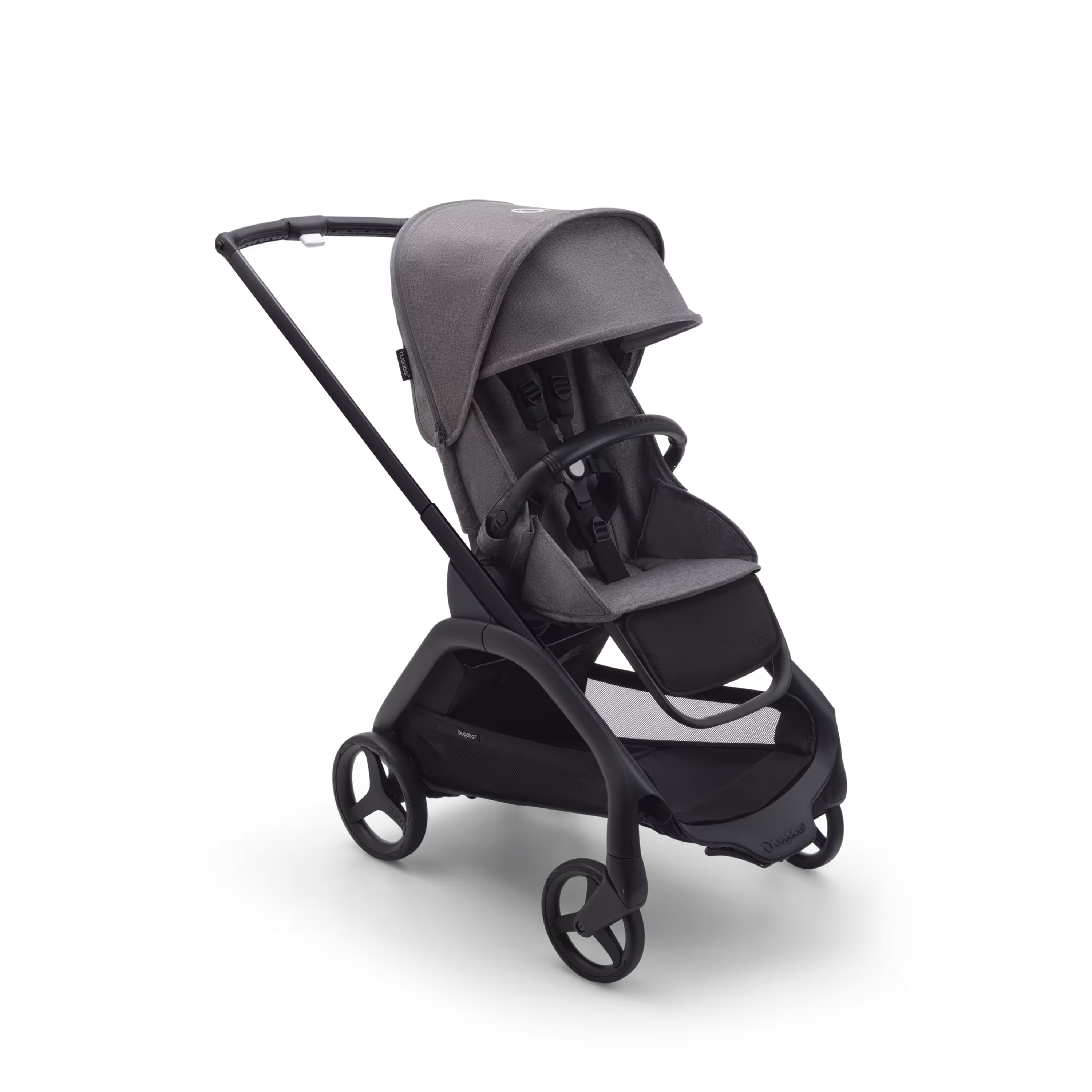 Poussette Bugaboo Dragonfly avec siège, châssis noir, housse gris chiné et capote gris chiné. - Main Modal Image Slide 1 of 16