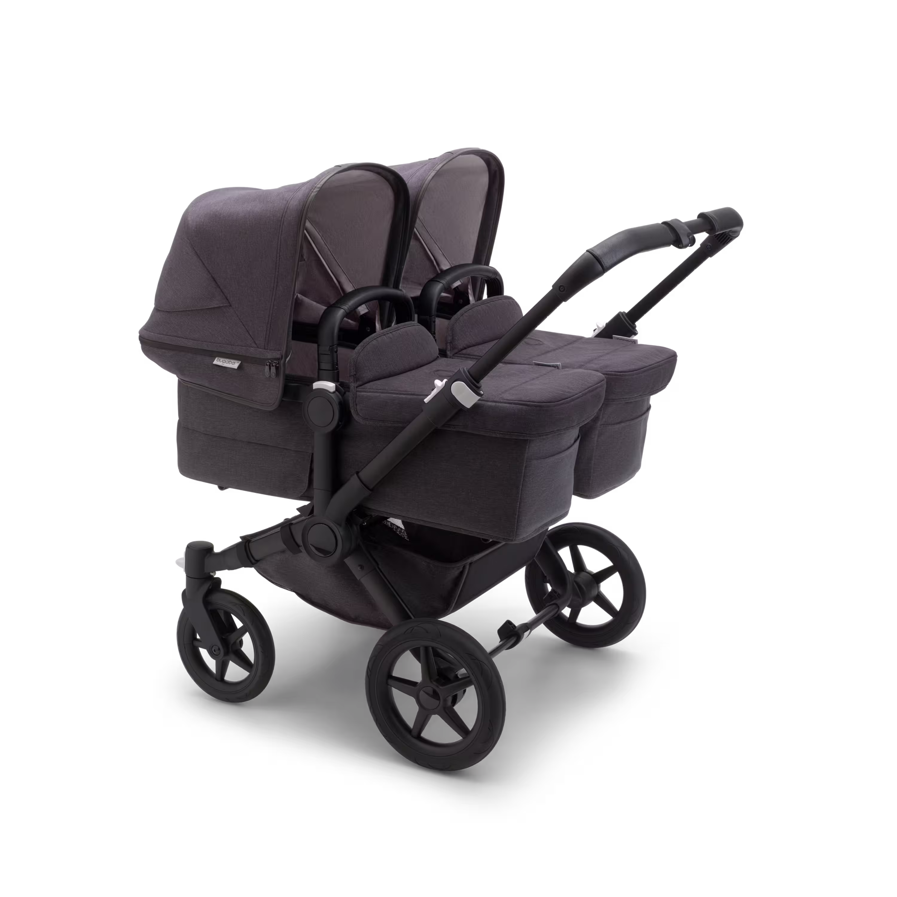 Bugaboo Donkey 5 twin stroller black base, mineral washed black fabrics, mineral washed black sun canopy - Main Modal Image Slide 1 van 10