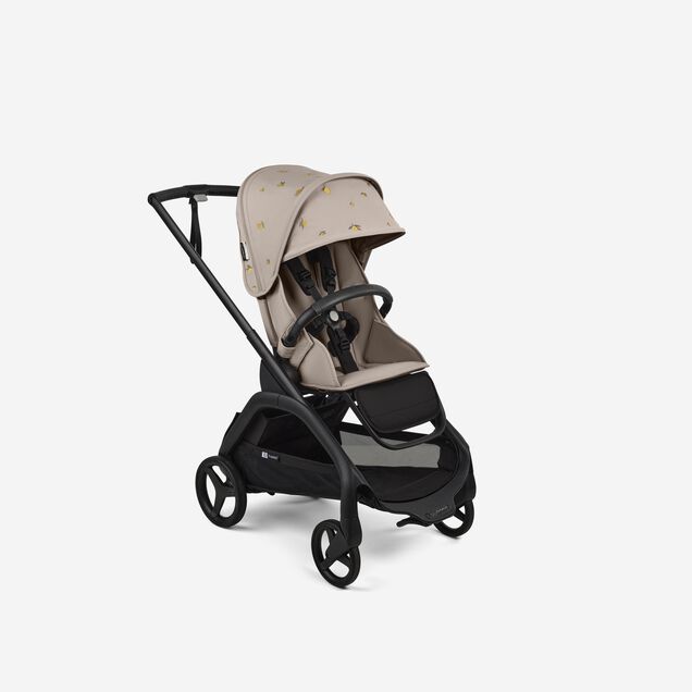 Bugaboo x Konges SlØjd limited edition Dragonfly seat stroller black base, desert taupe melange fabrics, desert taupe melange sun canopy - Main Image Slide 1 of 16
