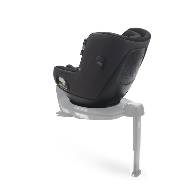 Back view of Bugaboo Owl by Nuna car seat in black fabrics on the 360 ISOFIX Base, with stability leg extended. - Main Image Slide 2 of 11