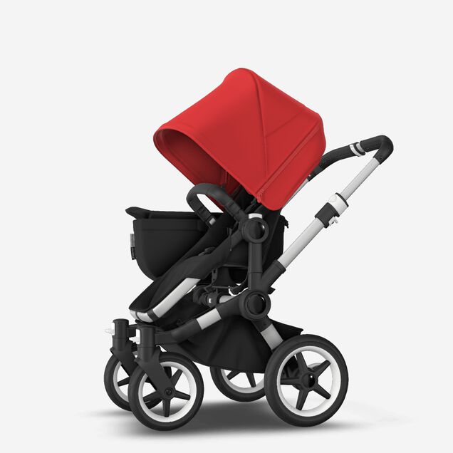Bugaboo Donkey 3 Mono seat and bassinet stroller red sun canopy, black fabrics, aluminium base - Main Image Slide 6 of 10