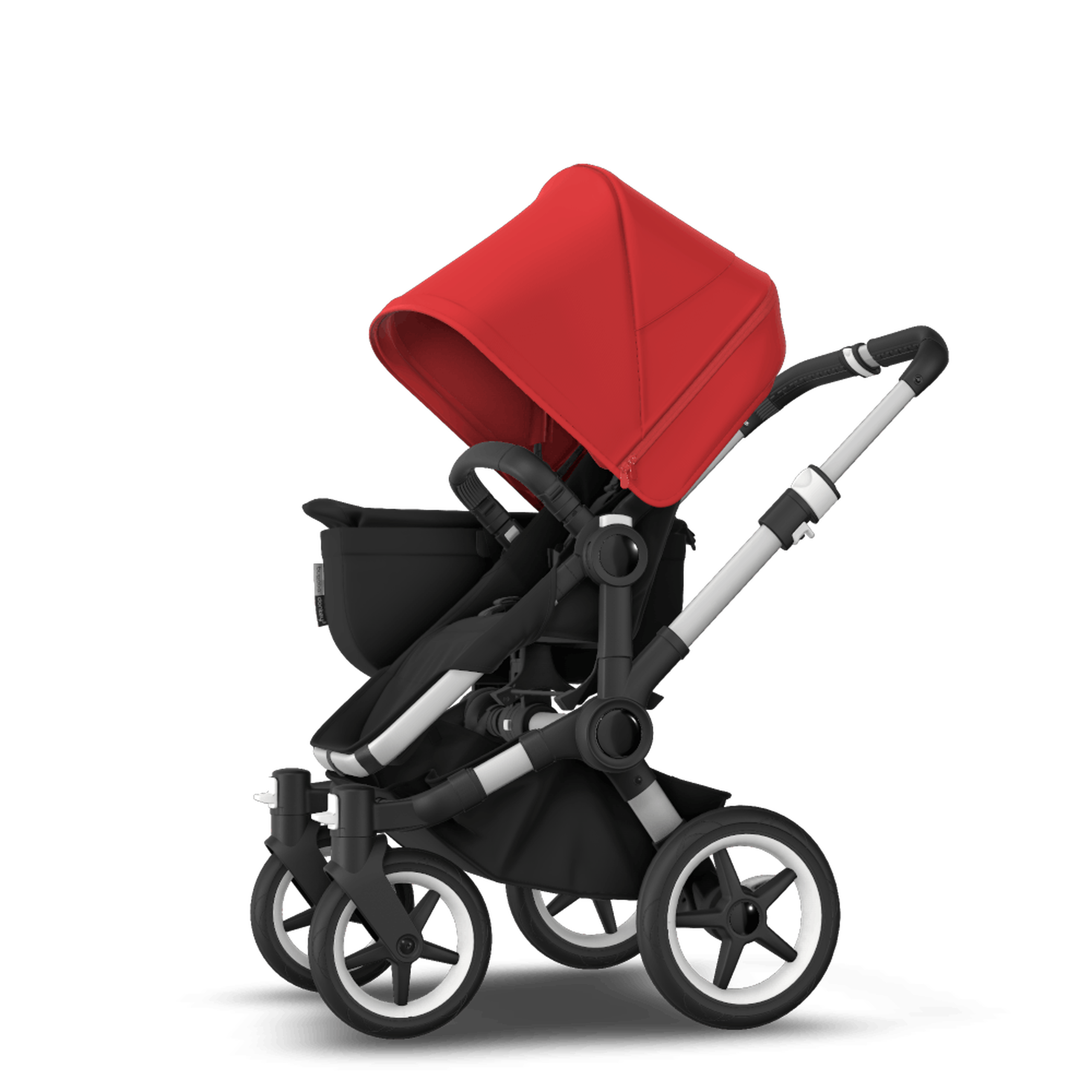 Bugaboo Donkey 3 Mono seat and bassinet stroller red sun canopy, black fabrics, aluminium base - Thumbnail Slide 6 of 10