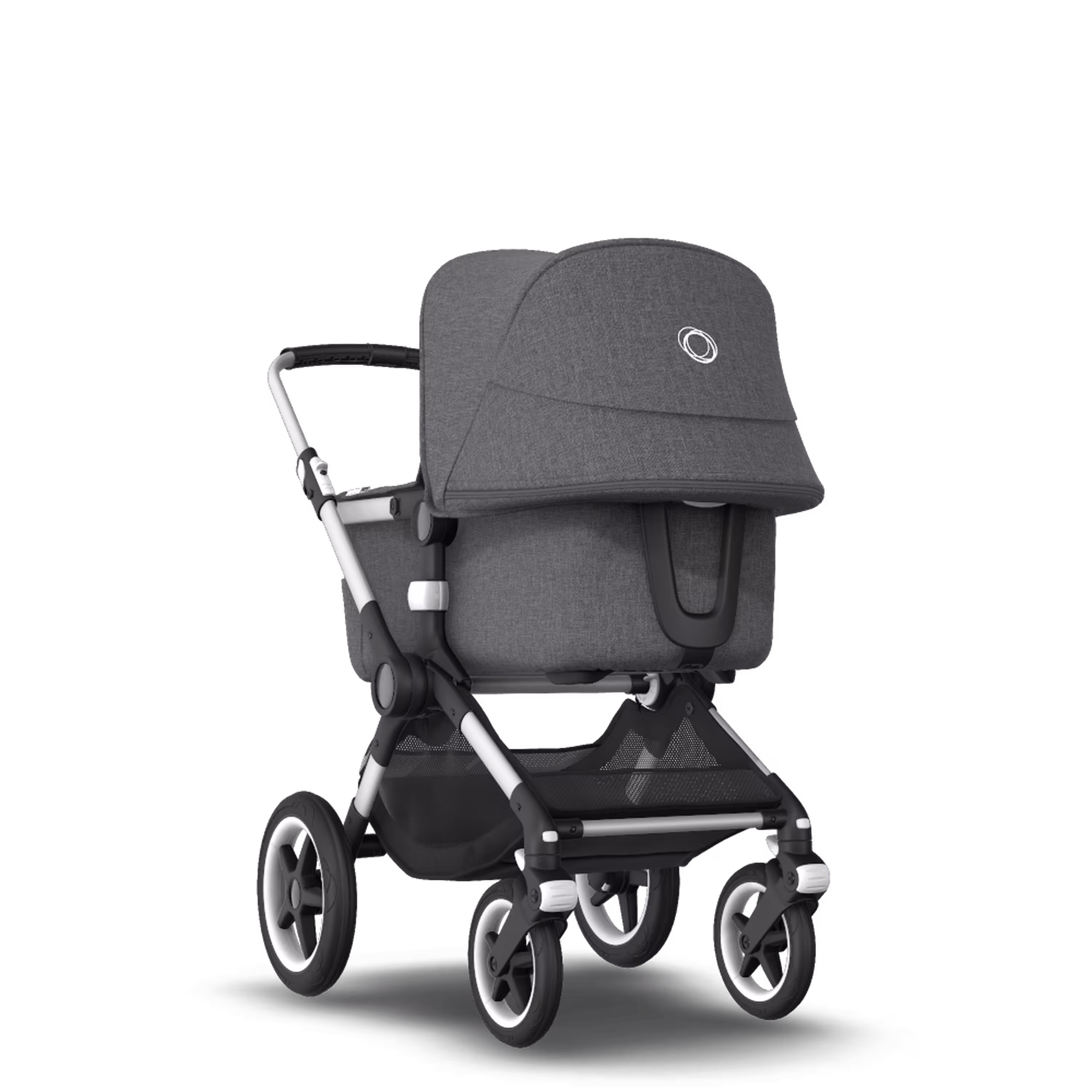 Bugaboo Fox 2 seat and carrycot pushchair grey melange sun canopy, grey melange fabrics, aluminium chassis - Main Modal Image Slide 1 of 10