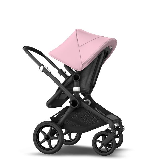 Bugaboo Fox 2 Seat and Bassinet Stroller soft pink sun canopy grey melange style set, black chassis - Main Image Slide 6 of 6