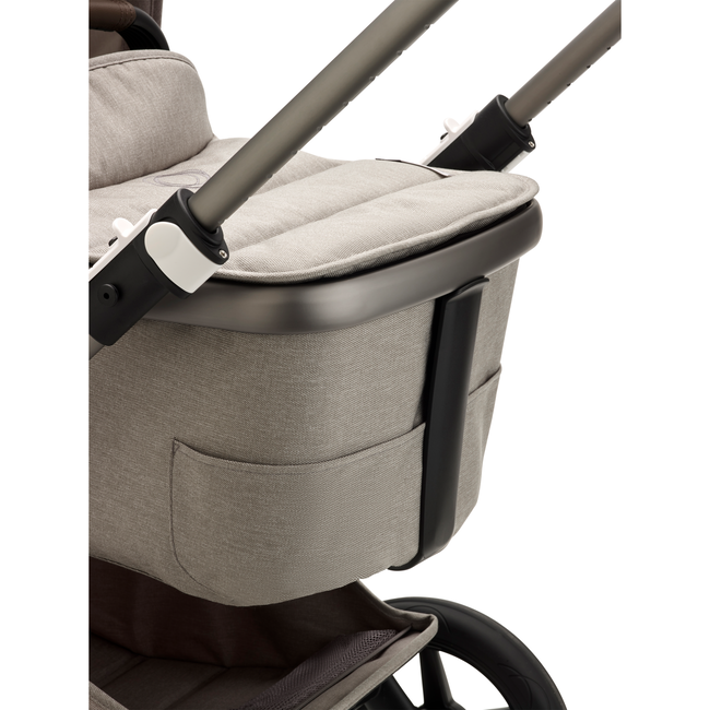 Bugaboo Fox 3 bassinet and seat stroller graphite base, mineral light grey fabrics, mineral light grey sun canopy