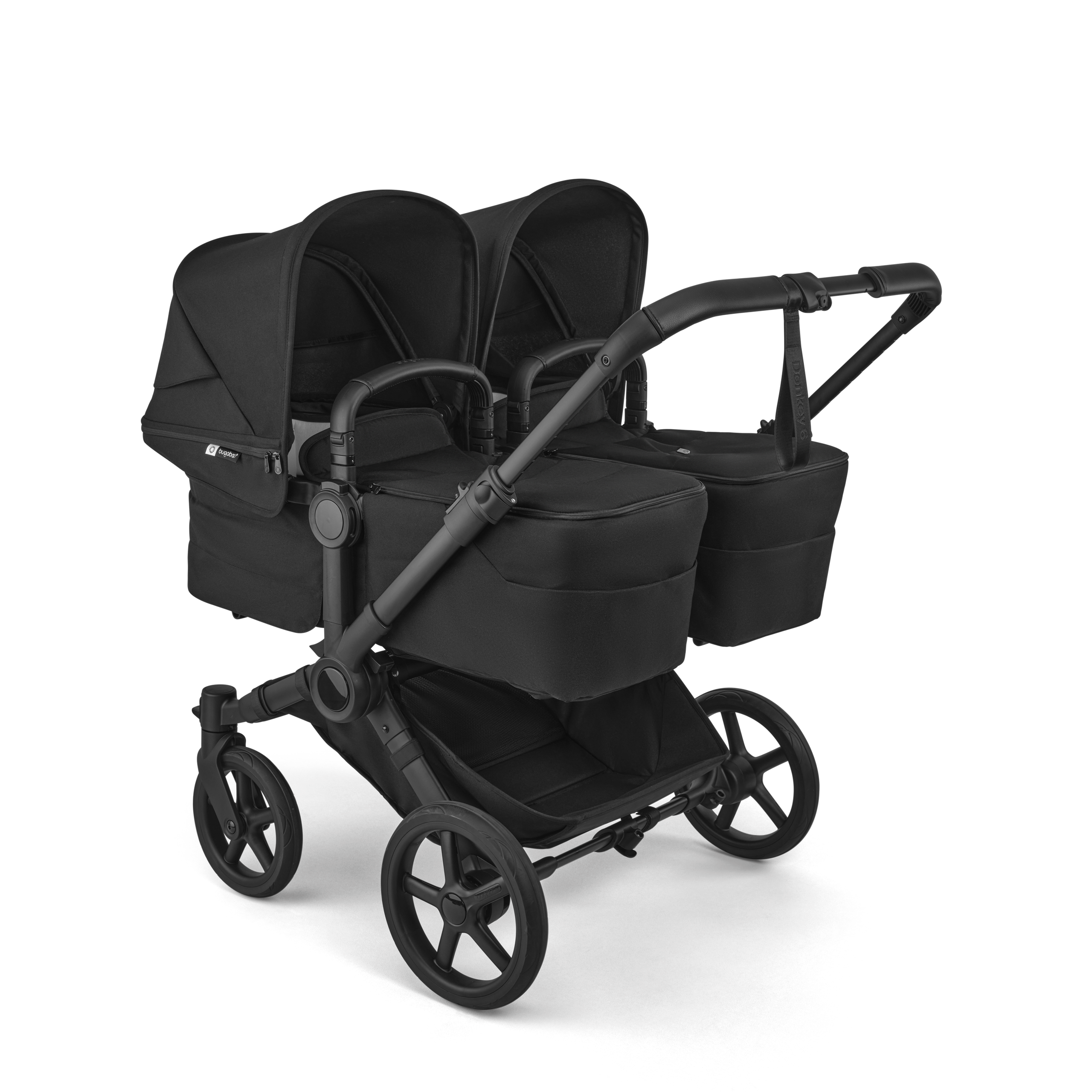 Bugaboo Donkey 6 twin pram black base, heritage black fabrics, heritage black sun canopy - Thumbnail Slide 1 of 9