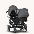 Bugaboo Donkey 3 Duo seat and bassinet stroller grey melange sun canopy, black fabrics, aluminium base