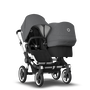 Bugaboo Donkey 3 Duo seat and bassinet stroller grey melange sun canopy, black fabrics, aluminium base - Thumbnail Slide 1 of 5