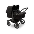 Bugaboo Donkey 5 Twin bassinet and seat stroller black base, midnight black fabrics, midnight black sun canopy