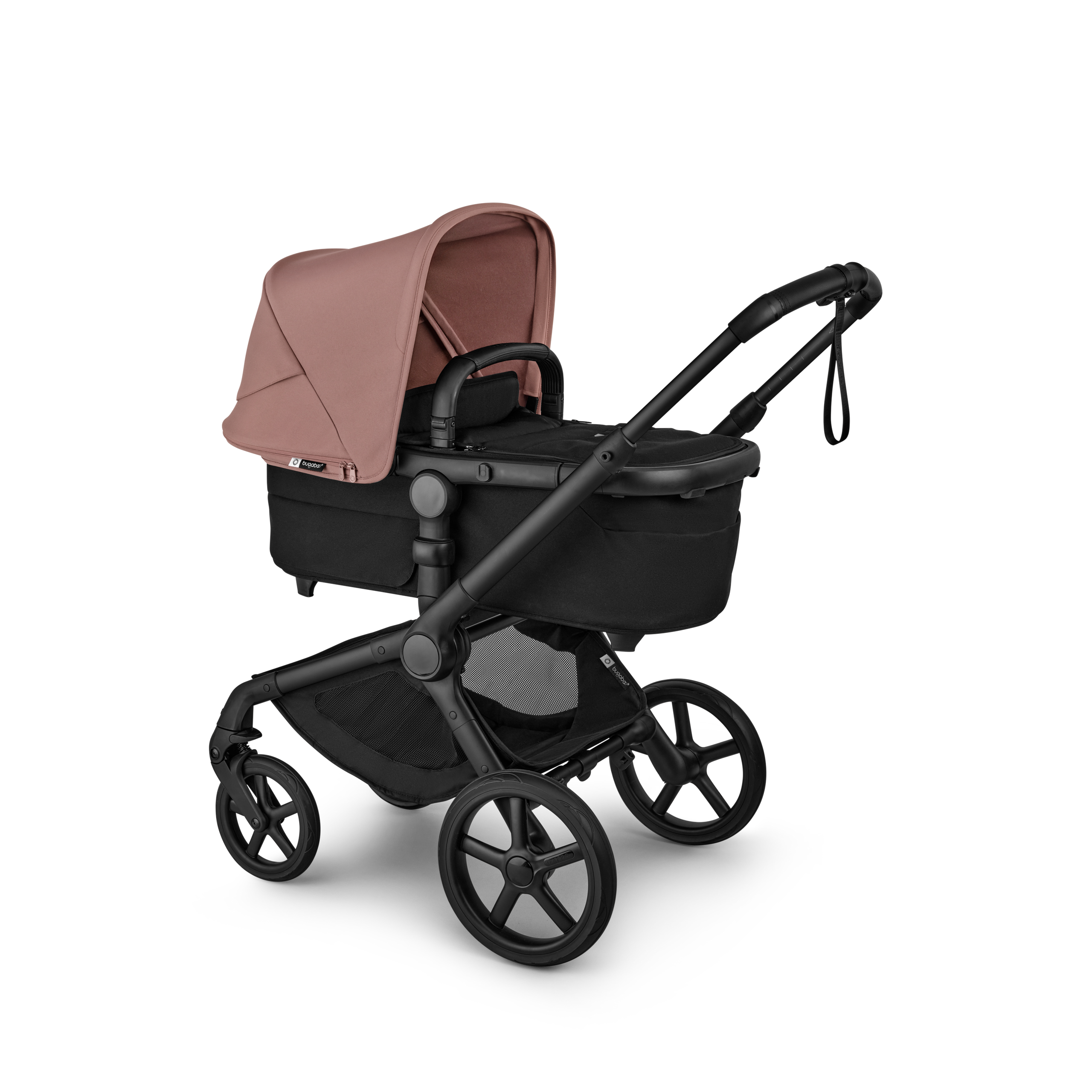 Bugaboo Fox 5 Renew 2-in-1 stroller black base, heritage black fabrics, dusty pink sun canopy - Thumbnail Slide 2 of 12