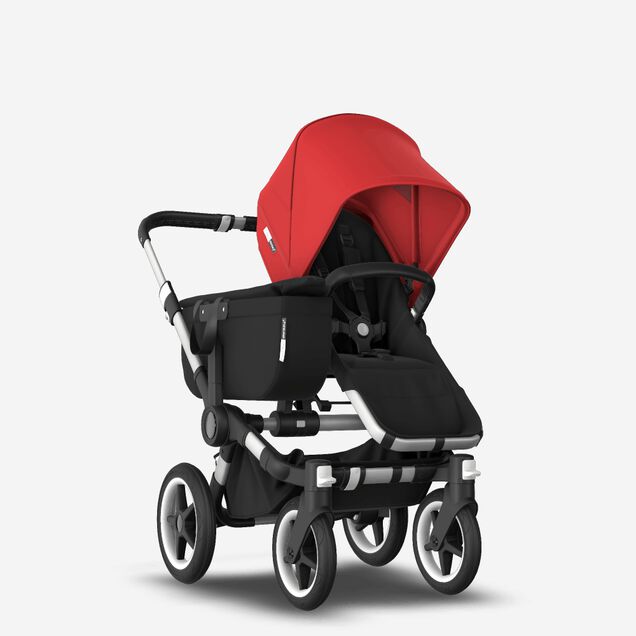 Bugaboo Donkey 3 Mono seat and bassinet stroller red sun canopy, black fabrics, aluminium base - Main Image Slide 5 of 10