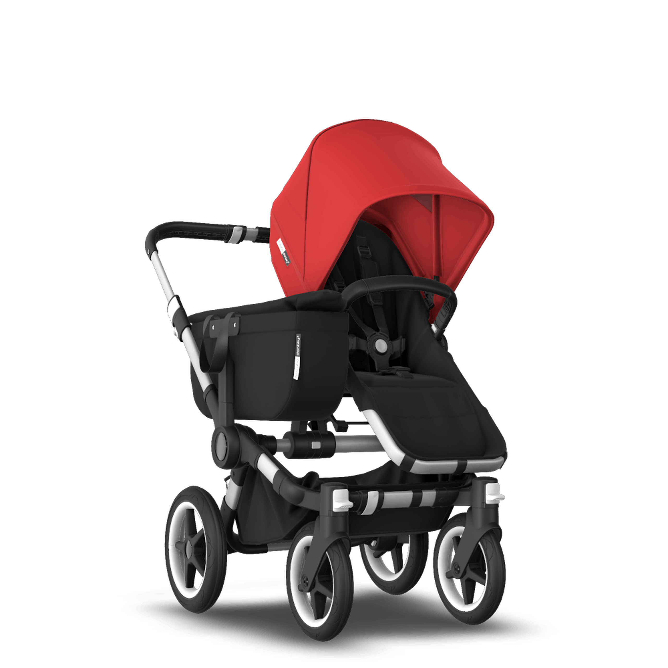 Bugaboo Donkey 3 Mono seat and bassinet stroller red sun canopy, black fabrics, aluminium base - Thumbnail Slide 5 of 10