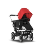 Bugaboo Donkey 3 Mono seat and bassinet stroller red sun canopy, black fabrics, aluminium base - Thumbnail Modal Image Slide 5 of 10