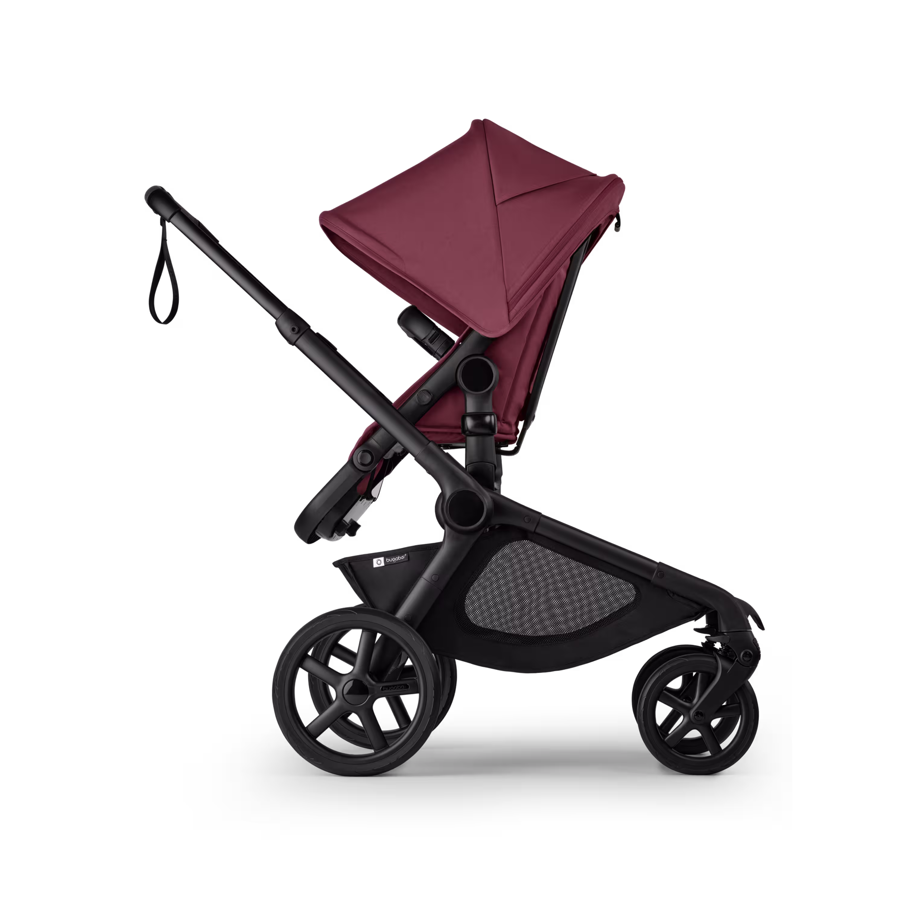 Bugaboo Kangaroo 2-in-1 pram black base, dark cherry red fabrics, dark cherry red sun canopy - Main Modal Image Slide 4 of 18