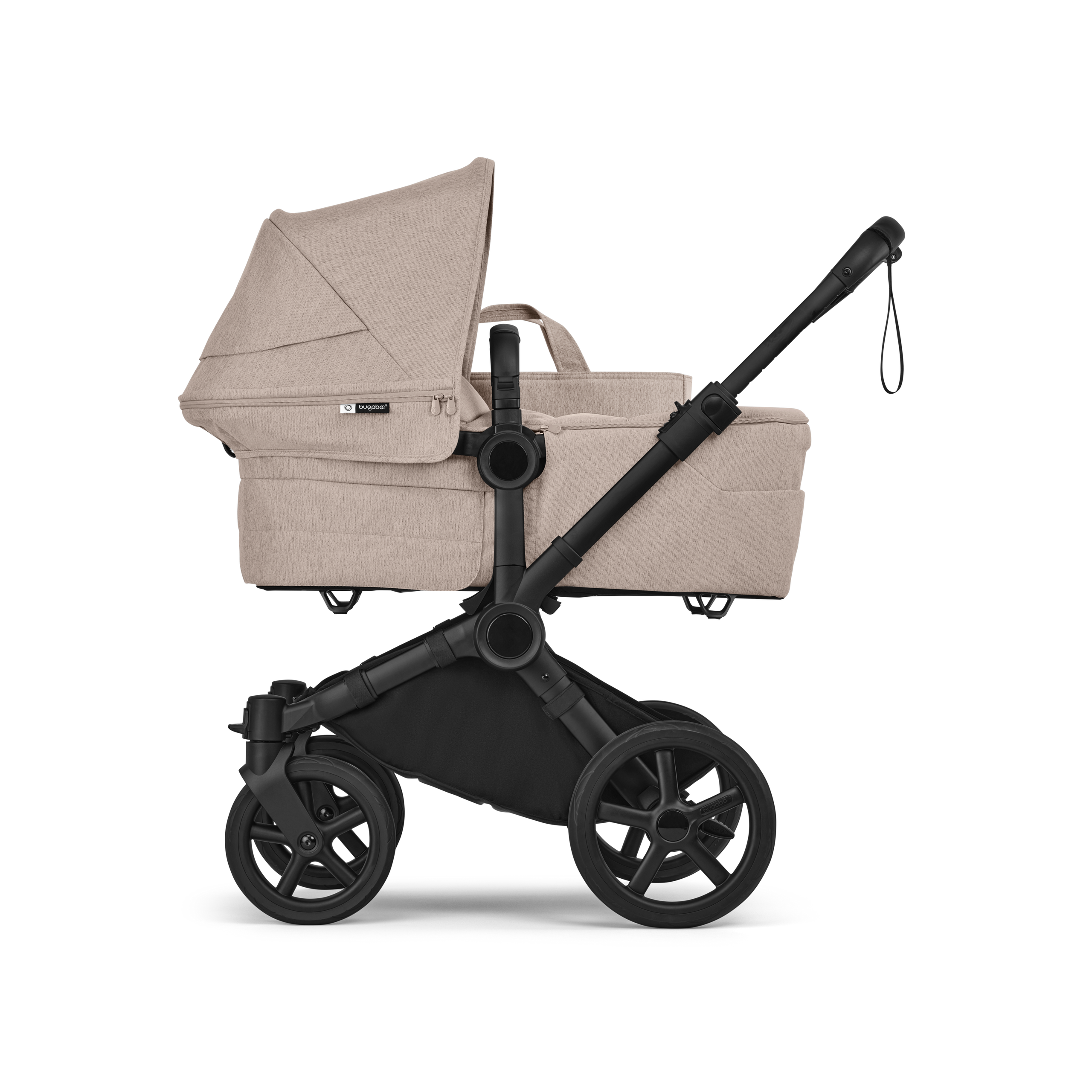 Bugaboo Donkey 6 2-in-1  stroller black base, desert taupe melange fabrics, desert taupe melange sun canopy - Thumbnail Slide 2 of 10