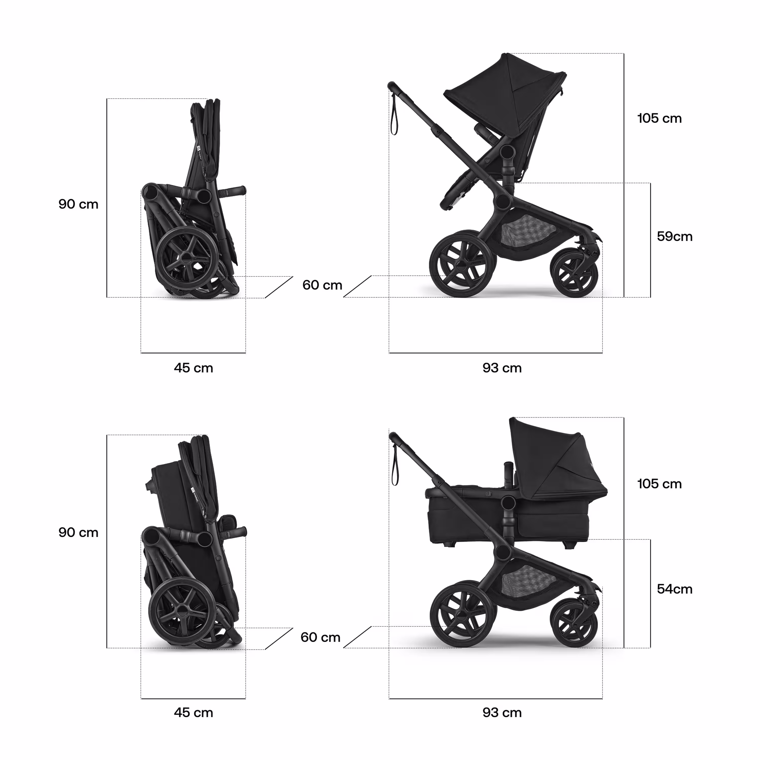 Bugaboo Fox 5 Renew 2-in-1 stroller graphite base, heritage black fabrics, dusty pink sun canopy - Main Modal Image Slide 8 of 12