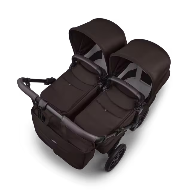 Bugaboo Donkey 6 twin pushchair black base, cocoa brown fabrics, cocoa brown sun canopy - Main Image Slide 3 of 9