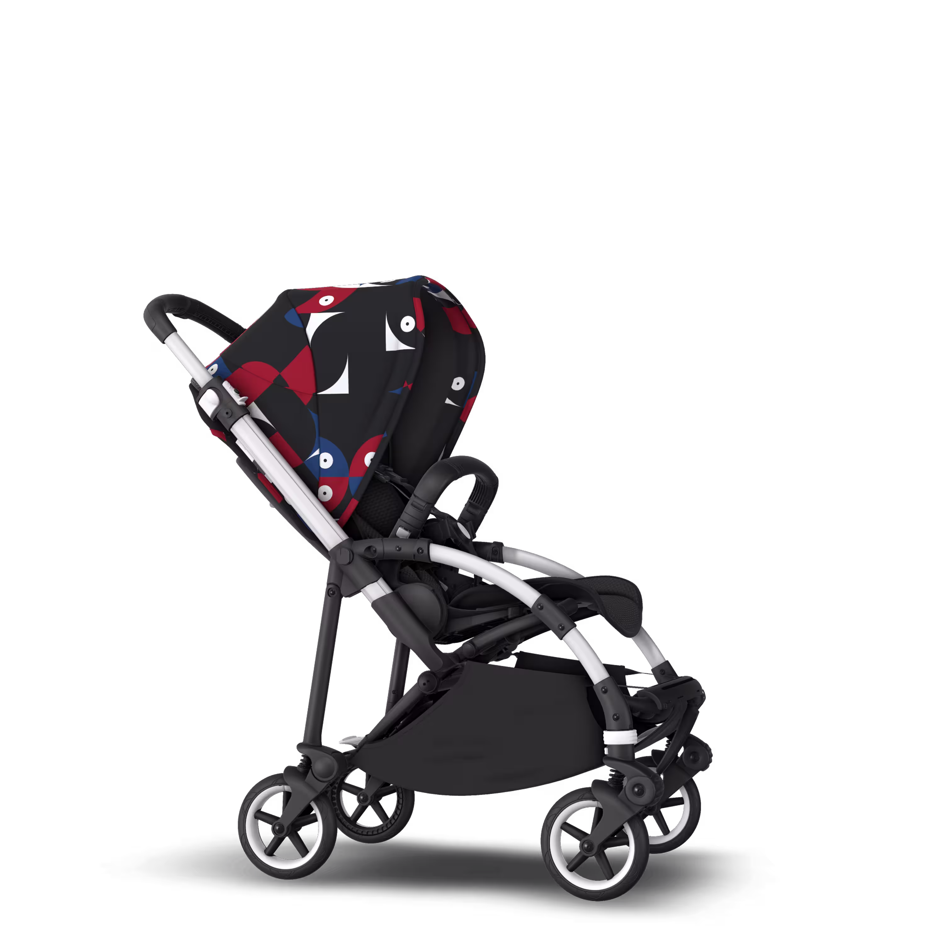 Bugaboo Bee 6 bassinet and seat stroller aluminium base, black fabrics, animal explorer red/blue sun canopy - Main Modal Image Slide 4 of 6
