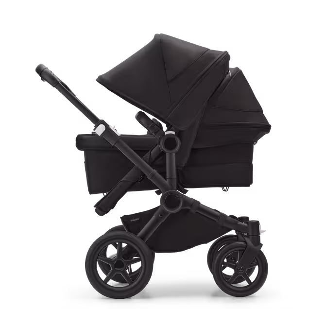 Bugaboo Donkey 5 Duo double stroller black base, midnight black fabrics, midnight black sun canopy - Main Image Slide 3 of 11