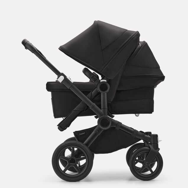 Bugaboo Donkey 5 Duo double stroller black base, midnight black fabrics, midnight black sun canopy - Main Image Slide 3 of 11