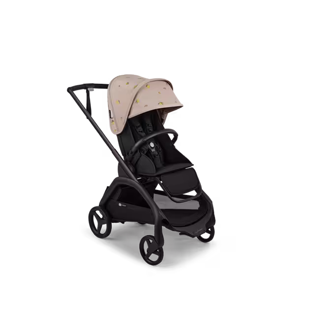 Bugaboo x Konges SlØjd limited edition Dragonfly seat stroller black base, midnight black fabrics, desert taupe melange sun canopy - Main Image Slide 1 of 15