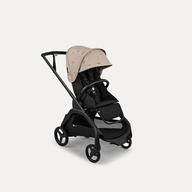 Bugaboo x Konges SlØjd limited edition Dragonfly seat stroller black base, midnight black fabrics, desert taupe melange sun canopy - Main Image Slide 1 of 15