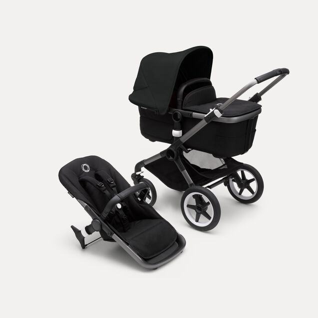 Bugaboo Fox 3 bassinet and seat stroller graphite base, midnight black fabrics, midnight black sun canopy - Main Image Slide 1 of 7