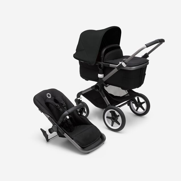 Bugaboo Fox 3 bassinet and seat stroller graphite base, midnight black fabrics, midnight black sun canopy - Main Image Slide 1 of 7