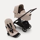 Bugaboo Dragonfly 2-in-1 stroller black base, desert taupe fabrics, desert taupe sun canopy