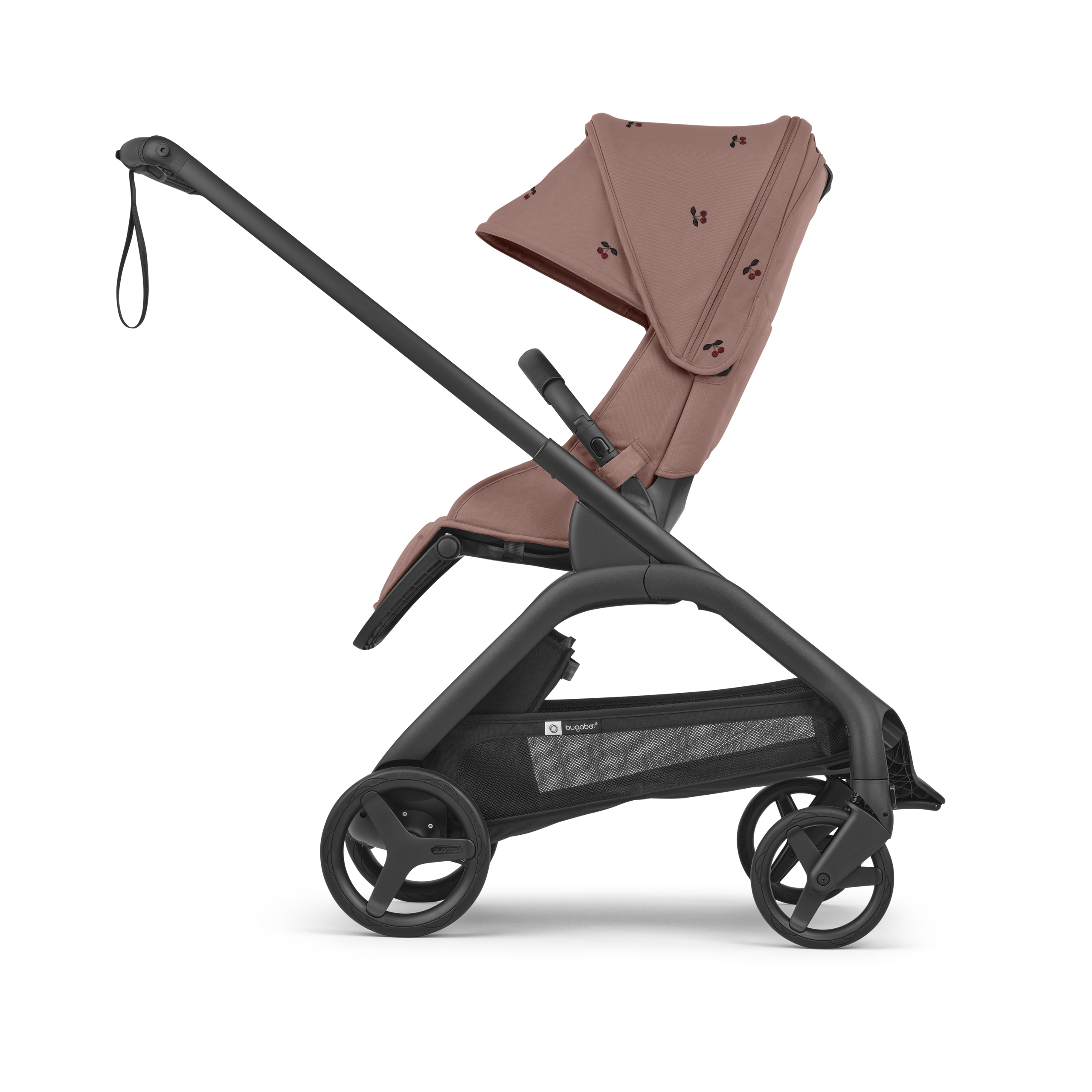 Bugaboo x Konges SlØjd limited edition Dragonfly Plus seat stroller black base, dusty pink fabrics, dusty pink sun canopy - Thumbnail Slide 2 of 10