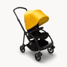 Bugaboo Bee 6 seat stroller lemon yellow sun canopy, black fabrics, black base